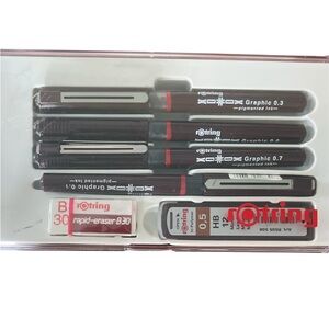 Rotring Graphic Technical Pen Set with Eraser and .5 HB Leads